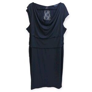 Dorothy Perkins Black Drape Lace Dress Stretch Classic UK 22 US 18 XL